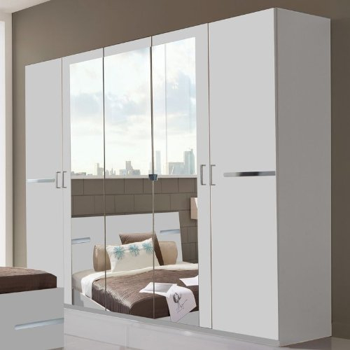 Wimex Kleiderschrank/ Drehtürenschrank Anna, 5 Türen, 3 Spiegel, (B/H/T) 210 x 58 x 225 cm, Weiß