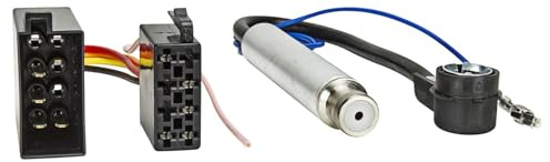 tomzz Audio 7003-010 Radio Adapter Kabel ISO auf ISO kompatibel mit Audi Seat Skoda VW Strom Klemme 15+30 gedreht + Antennenadapter mit Phantomeinspeisung auf ISO