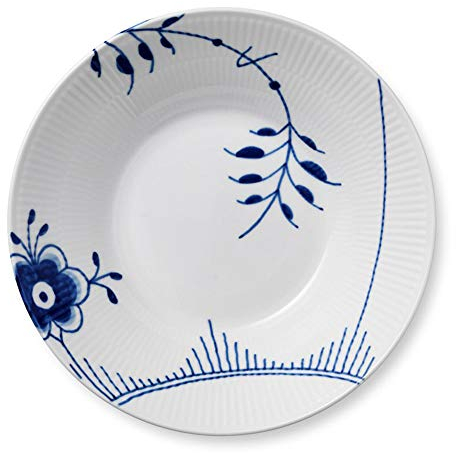 Royal Copenhagen Blue Fluted Mega Blau gerippter Suppenteller aus Porzellan gefertigt, Rund, 24cm 1016910
