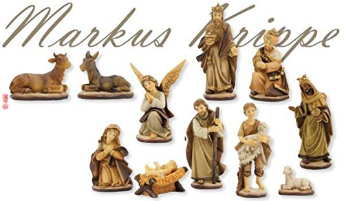 Unbekannt Krippenfiguren Markuskrippe 11-TLG. gebeizt geeignet für 7cm Figuren