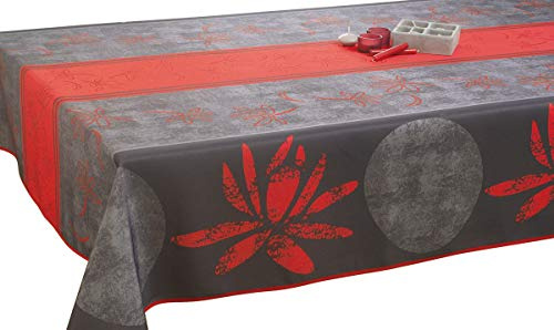 Tischdecke Fleckschutz Lotus rot – Größe: Rechteck 150 x 350 cm