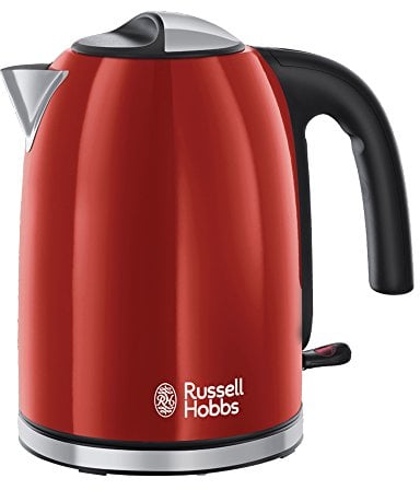 Russell Hobbs Hervidor Flame, 1,7 L, Filtro Extraíble y Lavable, 2400 W, 1.7 litros, Acero Inoxidable, Rojo, 1,7 litros, Ref. 20412-70