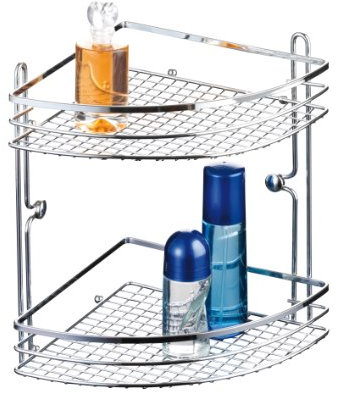 axentia Eckregal Cassandra in Silber verchromt, Hängeregal inklusive Befestigungsmaterial, Badregal mit zwei Ablageflächen, Maße: ca. 20 x 28 x 26 cm