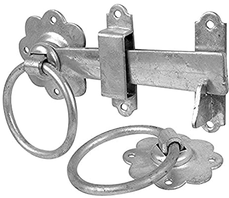 Merriway BH01808 Gate Door Latch Smooth Ring, 150mm (6 inch) -Galvanised, Rustproof, Silver Tone , Grey