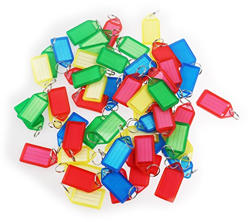 NUOLUX 60pcs multicolore en plastique porte-clés étiquettes à bagages avec porte-clés (couleur aléatoire)