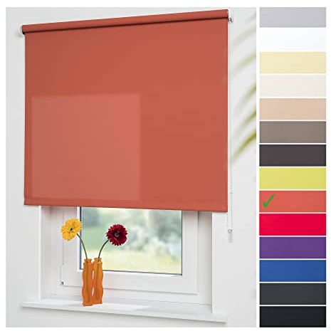 Liedeco® Rollo, Fenster Rollo, Kettenzug-Rollo / 142 x 180 cm (Breite x Höhe), Terracotta/lichtdurchlässig, Blickdicht/viele Farben, Größen und Typen/Breiten 60-200 cm/Variable Montage möglich