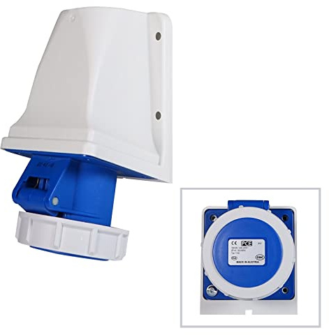 PCE Wandsteckdose 16A 3p 6h IP67 1132-6 (Blau, Kunststoff, Stecker, Steckdosenleiste)