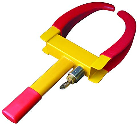 Streetwize - Heavy Duty Vehicle Clamps - Car/Van/Caravan - Supplied with 3 Keys - Comes in a Yellow/Red Colourway - Max Tyre Width 279.5mm
