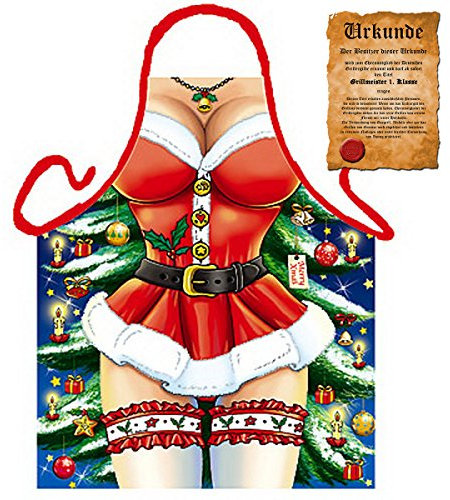 Sexy Grillschürze ! Top Scherzartikel für Weihnachten : Sexy Weihnachtsfrau !! GRATIS Urkunde dabei !!