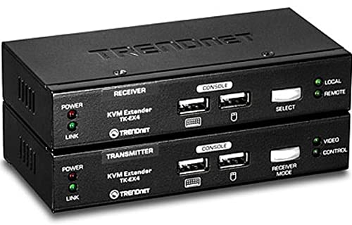TRENDnet, TK-EX4, KVM-Erweiterungskit, Erweiterung der Tastatur-/Video-/Maussteuerung, bis zu 100 Meter (328 Fuß), Schwarz