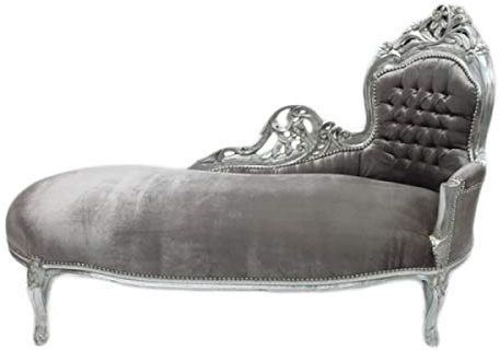 Casa Padrino Barock Chaiselongue 'King' Grau/Silber - Möbel Wohnzimmer Liege Recamiere