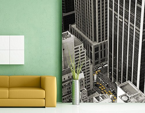 Selbstklebende Fototapete NYC 5pm Tapete Amerika USA Manhattan Hochhaus Taxi, Größe:380cm x 144cm