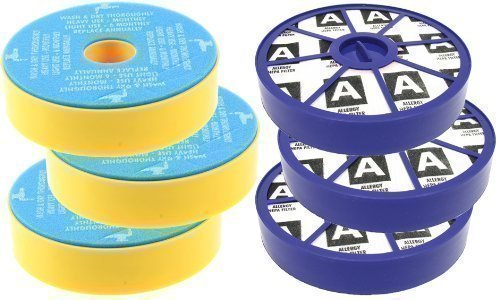 Filtres Pré-Moteur Lavables et Filtres Hepa Allergie Post-Moteur First4spares pour Aspirateurs Dyson DC05 DC08 x 3 de Chaque