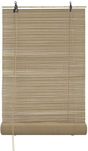 JalousieCrew Bambusrollo Bambus Raffrollo Natur Breite 60-160 cm Länge 160 cm Seitenzug Fenster Tür Rollos Holzrollo (100 x 160 cm)
