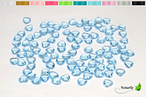 Creativery 100 Dekosteine Herzen 1,2 cm (hell blau 311) // Streudeko Tischdeko Kunststoffherzen Steine PVC Acryl 12mm