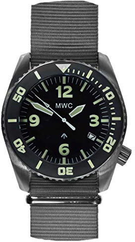 MWC Dephtmaster 1000 m Quarz Swiss Stahl Schwarz Saphir-Keramik Datumsanzeige Militär Herren Uhr, Armband