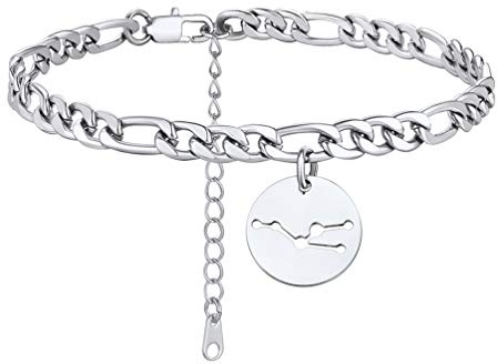 PROSTEEL Edelstahl Fußkettchen mit Sternzeichen Stier 22cm Figarokette + Anhänger Sommerstrand Fusskette Knöchel Armband Schmuck für Damen Mädchen für Geburtstag