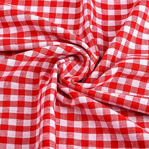 Euvoym 1 m karierter Stoff in Rot und Weiß mit Vichy-Muster, 152,4 cm breit, kariert, Polybaumwollstoff, karierte Tischdecke für DIY-Kleidung