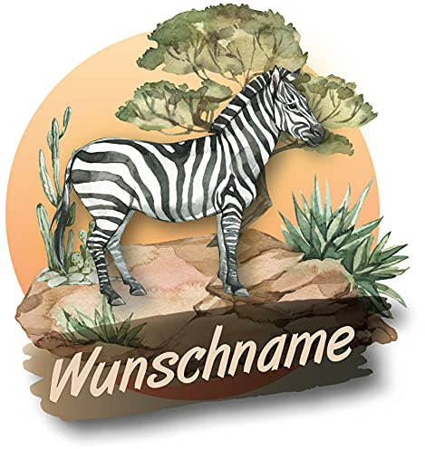Samunshi® Zebra Aufkleber mit Namen Autoaufkleber Namensaufkleber Kinder Namensetikett für Brotdosen Babyaufkleber Kinderaufkleber 20 x 20cm Zebra
