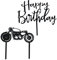 MiaLover 6 Stück Happy Birthday Cake Toppers Geburtstagskuchen Acryl Deko Motorrad Cake Topper Geburtstagskuchen Motorrad Dekoration für Kinder Mädchen Junge Party Familienfeiern（Schwarz）
