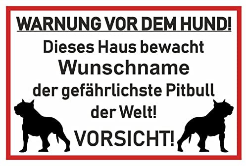 Samunshi® Aufkleber American Pit Bull Terrier Warnung - Schild Sticker Hinweisschild Warnschild Vorsicht Hund 8 x 5,3cm American Pit Bull Warnung schwarz