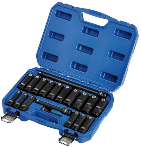 Draper 04577 HI-TORQ Metric Deep Impact Socket Set, 1/2 Sq. Dr. (19 Piece)