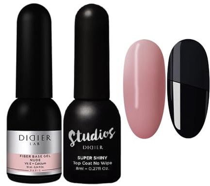 Didier Lab - Premium Gel Nail Polish Set Base Coat Nude and Top Coat Nail Gel Polish - Nail Strengthener For Damaged Nails - Gel Base Coat - Nail Varnish Sets - LED UV Gel Nail Polish