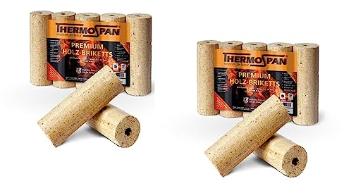 Sanitärshop baustoffe & Sanitär Set: 2 x 10 kg Premium Holzbbriketts mit optimierter Rundform mit Loch - zum Heizen für Kamin Grill Heizung