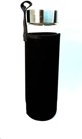 BOTTIGLIA IN VETRO PER ACQUA E MINERALI CON FINITURE IN ACCIAIO INOX