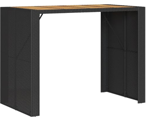 vidaXL Gartentisch, Terrassentisch mit Holzplatte, Esstisch für Garten Terrasse, Gartenmöbel Tisch Stahlrahmen, Schwarz 145x80x110cm Poly Rattan