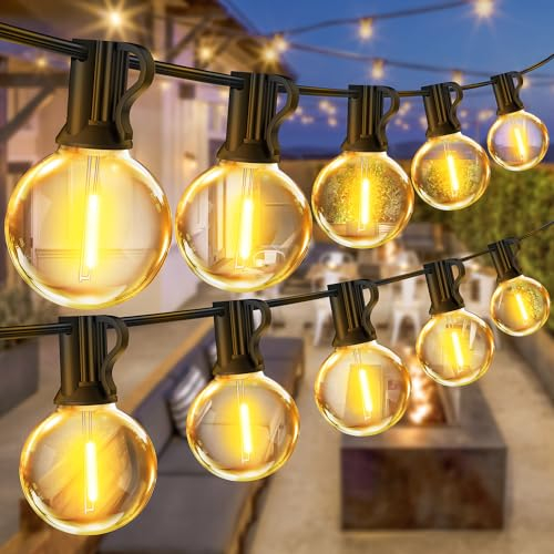 Vanranger Lichterkette LED Außen Strom Outdoor: 100 Ft 30M G40 Glühbirnen Garten Beleuchtung Balkon für Terrasse Party Lichterketten Aussen IP44 Wetterfest Pavillon String Lights Aussenlichterkette