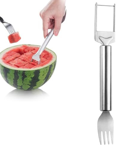 PRAOFRT 1 pièces trancheuse à melon en acier inoxydable 2-en-1, nouvelle coupe pasteque et melon 2024