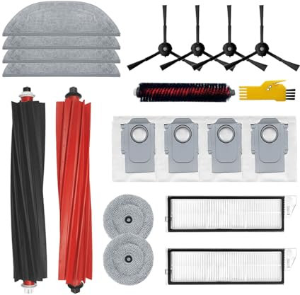 Laimaiou Kit d'accessoires pour roborock S8 MaxV Ultra Robot Aspirateur Pièces de rechange 19 Packs 1 jeu de brosses roulantes, 2 filtres, 4 brosses latérales, 6 serpillières, 4 sacs à poussière