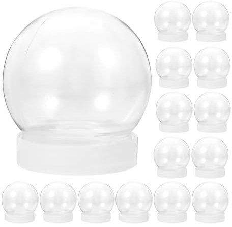 Ciieeo 24 Stück Kunststoff-Schneekugeln Klare Befüllbare Schneekugeln Mit Schraubverschlüssen Zum Selbermachen Basteln Zuhause Weihnachten Winter Dekoration 300 Ml