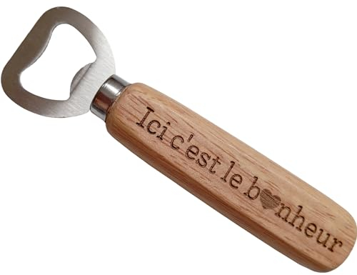 Ici c'est le bonheur - Décapsuleur en Bois Cadeau Cuisine Original Utile pour la Maison Cuisine Gadget Maison Cadeau Nouvelle Maison Déco Cuisine Gadget Maison Utile