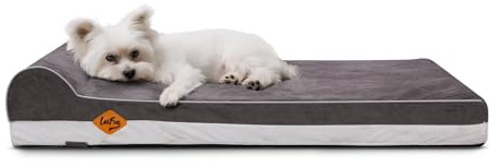 Laifug - Letto ortopedico in memory foam medio per cani con cuscino, fodera impermeabile, rimovibile e lavabile, design intelligente, 86,4 x 55,8 x 15,2 cm, grigio