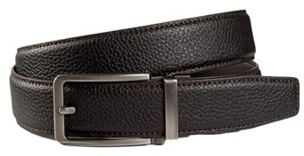 MONTI Herren Ledergürtel Echtleder YALE 3,5cm breit, Automatikschließe Stufenlos - brown uni - Größe 90