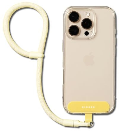 Ringke Holder Link Flow Hand Strap [P-Type] mit TPU Tether Tab in Farbe, Verstellbarem Tangle-Free Seil-Handgelenkriemen mit Telefon-Tag für Universelle Handyhülle usw. - Butter Yellow