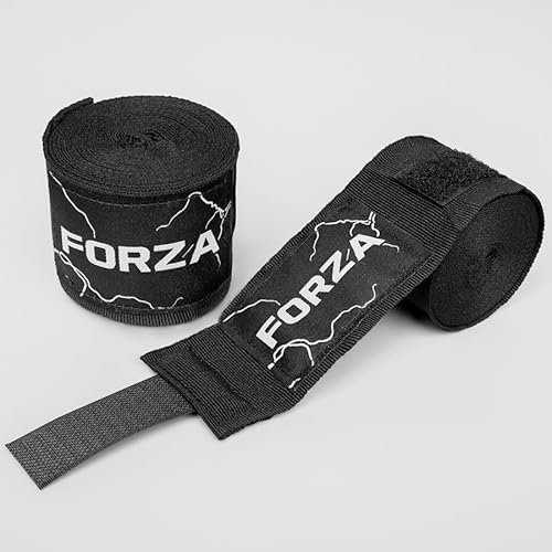 FORZA Boxbandagen | Langlebige Boxbandagen im mexikanischen Stil für Kampfsportarten - sichere Haken- und Schlaufenbefestigung - mehrere Größen für Boxen, Muay Thai, MMA und mehr (Schwarz, 4,5m)