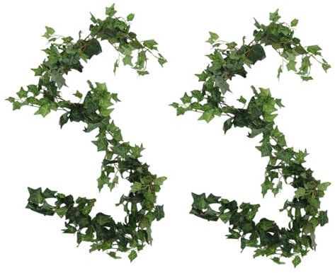 Sprinlot 2 Piezas Guirnalda Hiedra Artificial, 2M Hiedra Hojas Ederas Decoración, Plantas Trepadoras Artificiales Interior Exterior, Decoracion de Jardin Falsa Fiesta de Bodas
