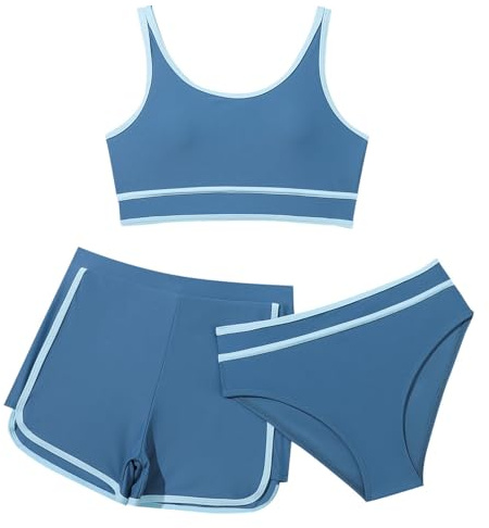 Niñas Bañadores Menstruales Niñas Conjunto Niña Verano Bañadores Bebe Niña Ropa para Niñas Trajes De Baño De Bikini para Niñas con Pantalones Cortos para Niñas Conjuntos De Bikini De 3 Piezas