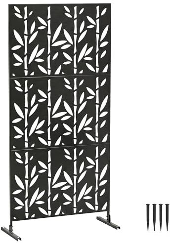 Outsunny Panneau Brise Vue décoratif Extérieur, 92 x 40 x 192 cm, Noir