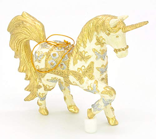 crafts & design Bezauberndes Einhorn, Deko Hänger Gold/Creme, Verzierungen, Christbaumschmuck 15 cm