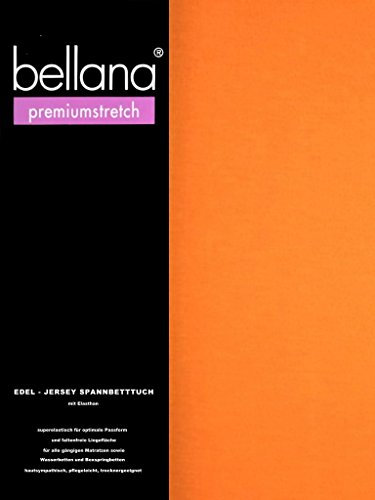 bellana® premiumstretch Edel-Elastic-Jersey Spannbetttuch für Wasserbetten und Boxspringbetten, 140-160 x 200-220 cm, Papaya