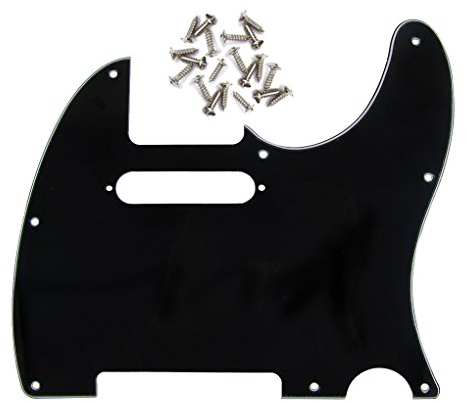FLEOR 8 Hole 3Ply Black TL Pickguard Single Coil Neck Hole Cut Guard Plate with Mounting Screws for U.S./Mexican Standard TL TE Plate Replacement