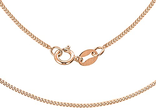 CARISSIMA Women's 9 ct Rose Gold 1 mm Diamond Cut Curb Chain Necklace of Length 61 cm/24 Inch