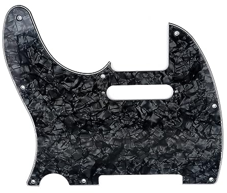 Musiclily 8 Löcher Schlagbrett Tele Pickguard für Linkshänder American/Mexican Fender Telecaster Standard Moderner Style Gitarren,4 lagig Black Pearl
