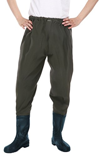 Xinwcang Uomo Professionali Stivali Coscia Pesca da Pioggia Impermeabili PVC Waders Pantaloni Pescatore con Stivali da Laghetto Verde 40