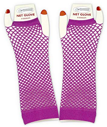 KarnevalsTeufel Damen Netzhandschuhe in Lila Länge ca. 23 cm
