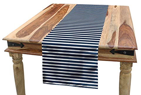ABAKUHAUS Marine Tischläufer, Seil-Streifen-Muster, Esszimmer Küche Rechteckiger Dekorativer Tischläufer, 40 x 180 cm, Weiß und Blau